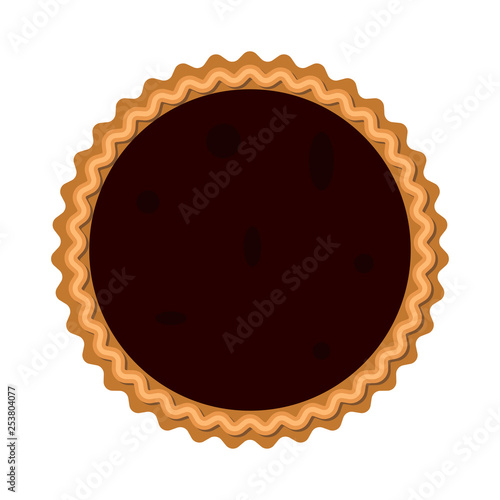 Pie with apple, pumpkin, fruits isolated on white background. Top view. Baked cake, dessert for holiday, thanksgiving, christmas, birthday. Vector flat illustration
