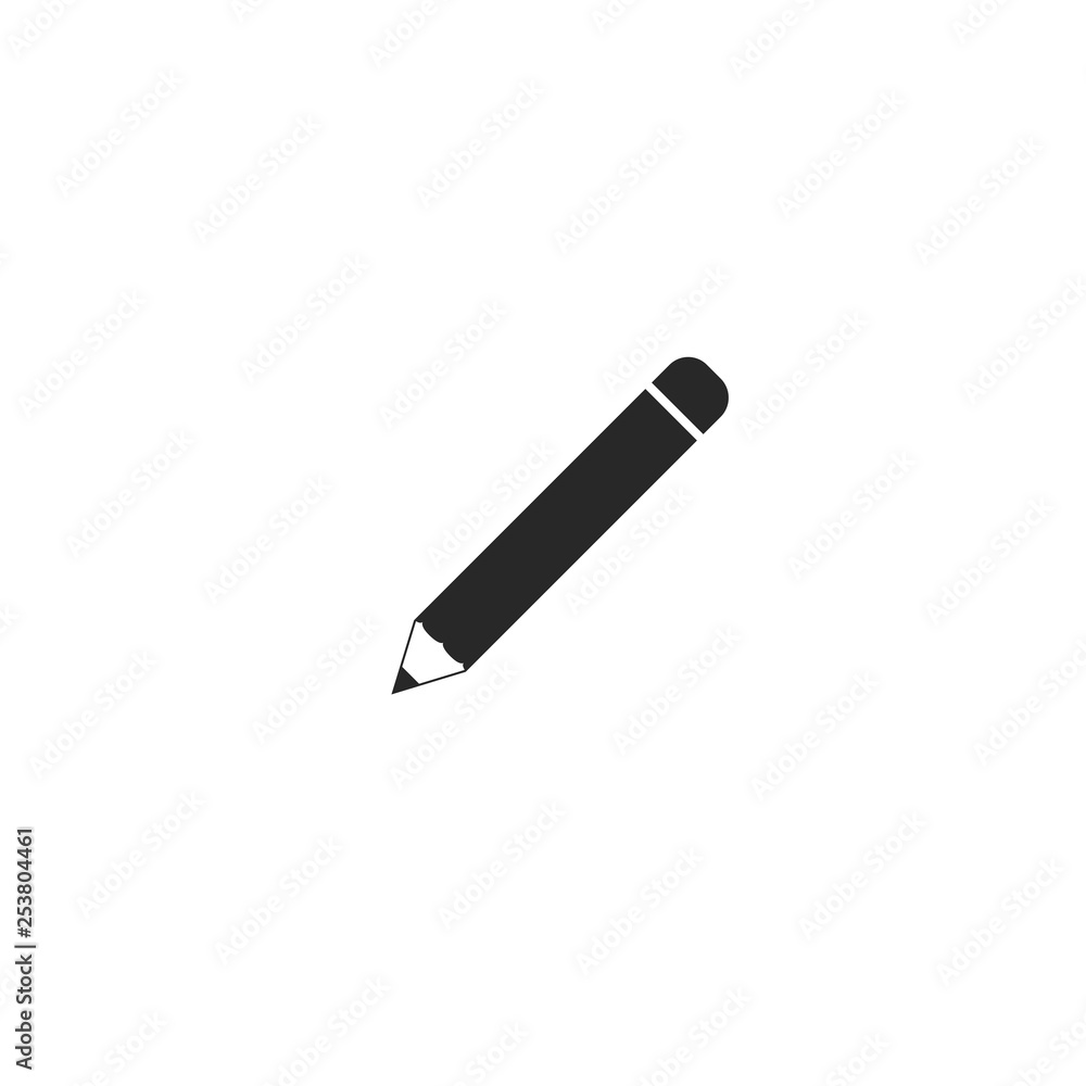 Pencil with eraser icon isolated on white background. College, school, office equipment. Stationery. Education concept. Vector flat design Pencil with eraser icon isolated on white background. College, school, office equipment. Stationery. Education concept. Vector flat design