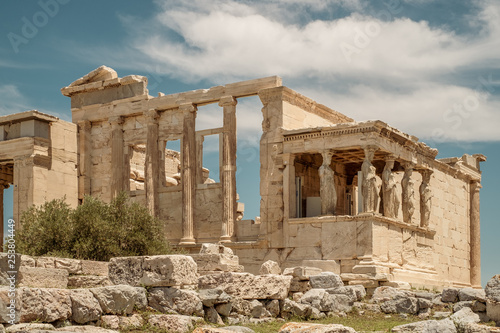 The Caryatids of the Erechtheion, Acropolis, Athens, Greece.