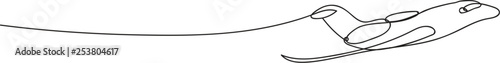 One line art private jet plane vector flat design. Business jet illustration. Luxury twin engine plane