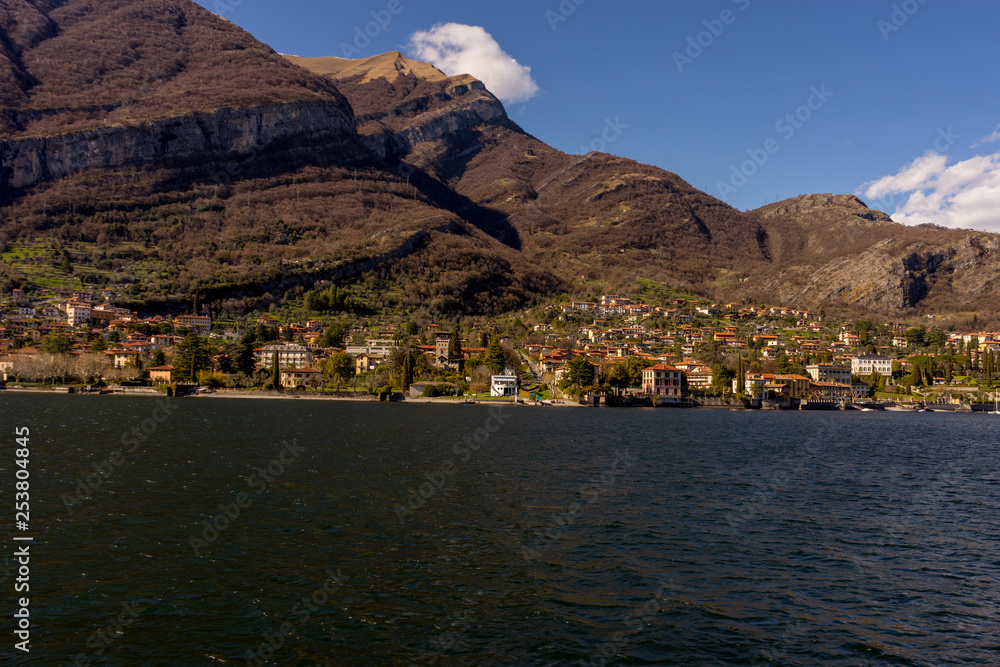 Italy, Lecco, cityscape overlooking lake como