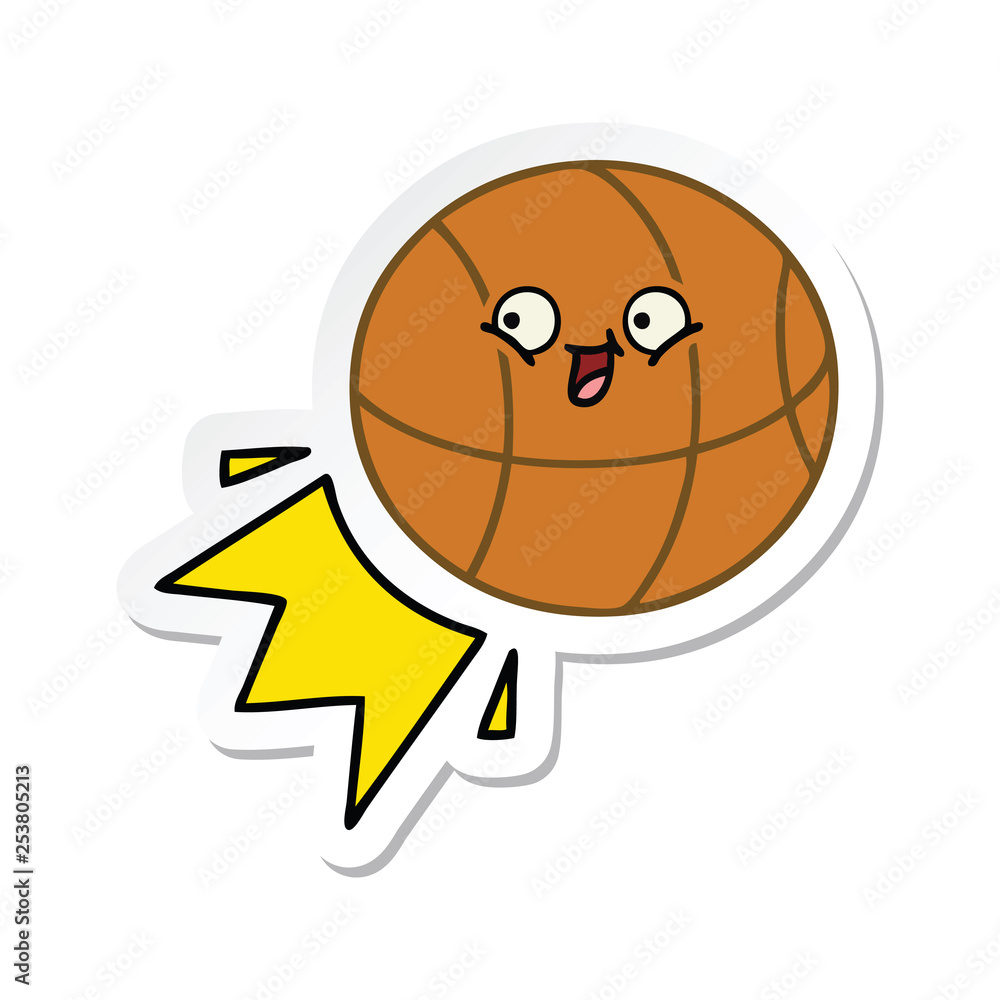 sticker of a cute cartoon basketball sticker of a cute cartoon basketball