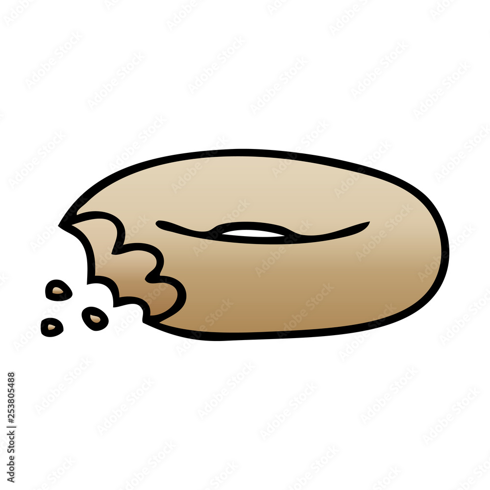 quirky gradient shaded cartoon bitten bagel quirky gradient shaded cartoon bitten bagel