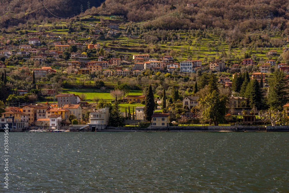 Italy, Lecco, cityscape overlooking lake como