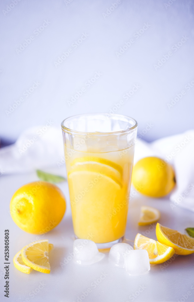 Lemonade. Drink with fresh lemons. Lemon cocktail with juice and ice. Lemonade. Drink with fresh lemons. Lemon cocktail with juice and ice.