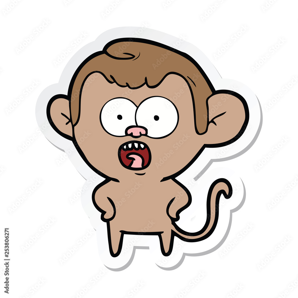 sticker of a cartoon shocked monkey sticker of a cartoon shocked monkey