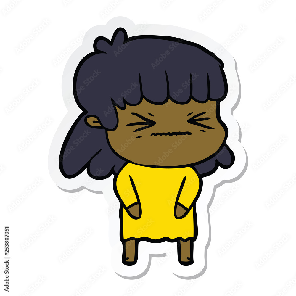 sticker of a cartoon angry girl sticker of a cartoon angry girl