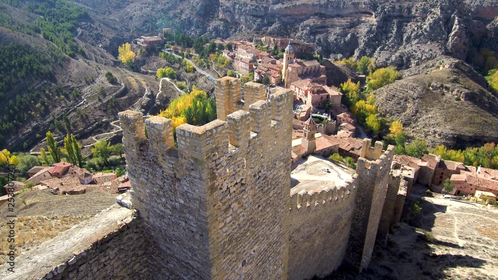 Spain. Historical village of Albarracin from the air. Drone Photo