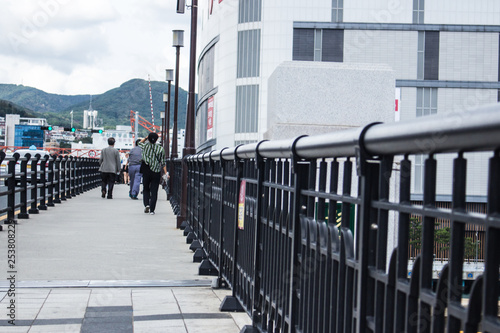 Wallpaper Mural Korean pedestrians walking on bridge in Busan, Korea Torontodigital.ca