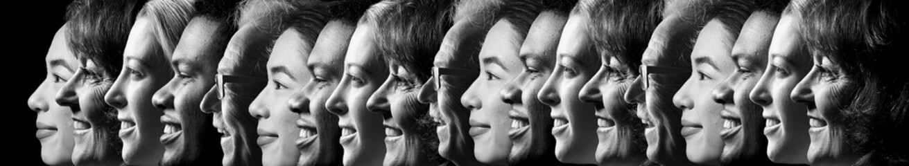 Group of 5 different people in a row