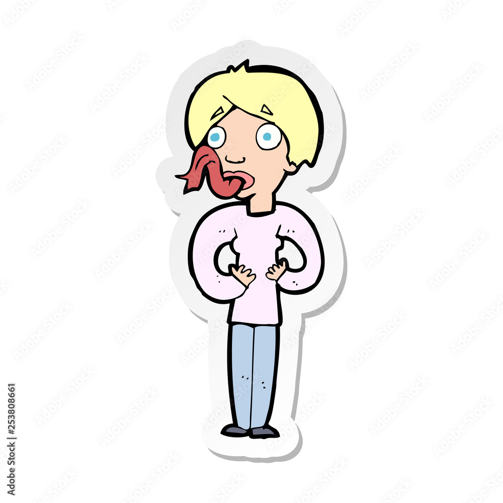 sticker of a cartoon woman sticking out tongue sticker of a cartoon woman sticking out tongue