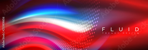 Fluid colors mixing glowing neon wave background, holographic texture