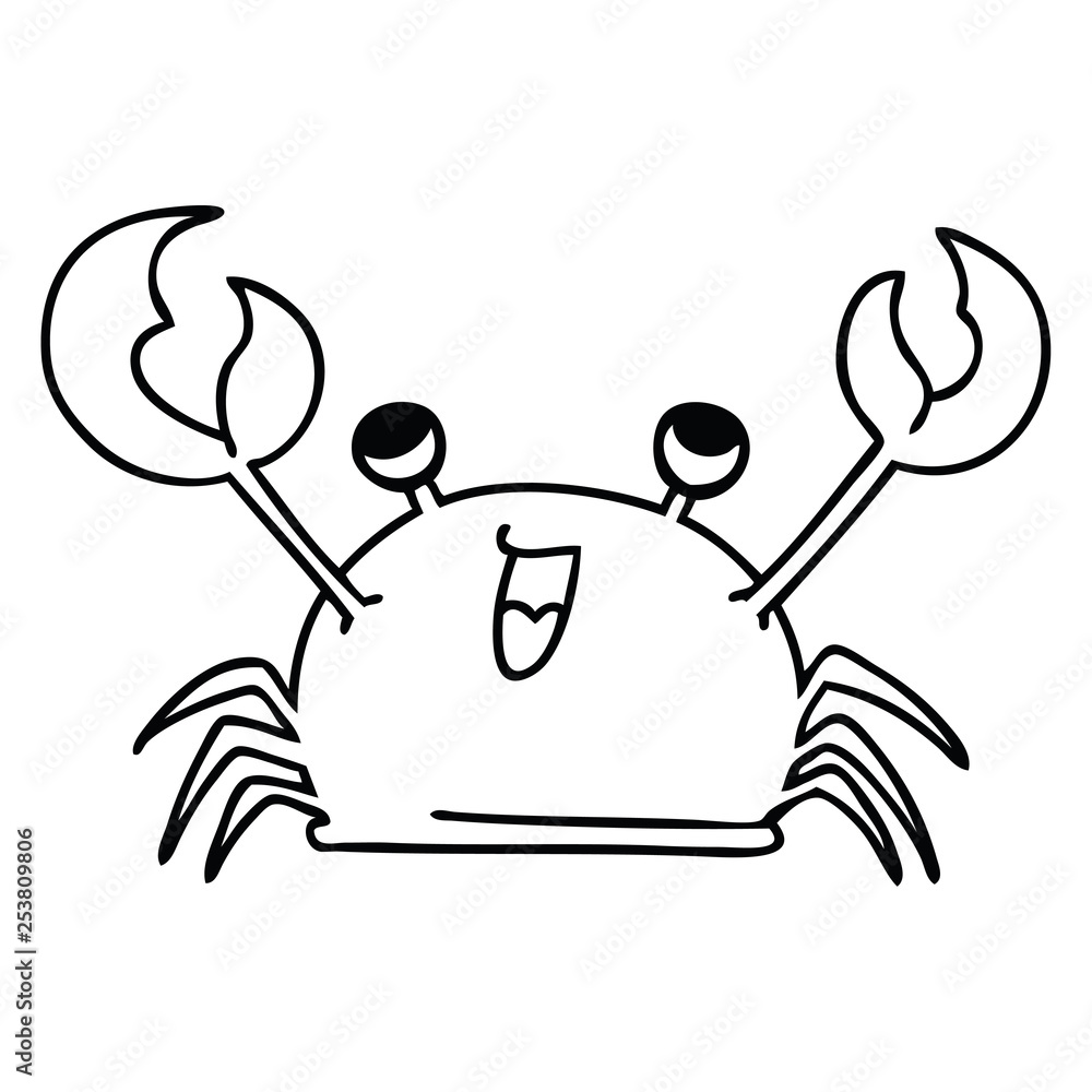 quirky line drawing cartoon happy crab quirky line drawing cartoon happy crab