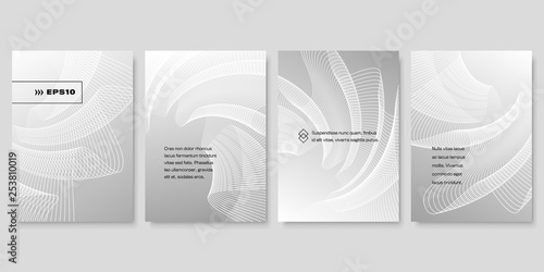 Set of Futuristic Cover Design Templates with Wavy Lines. EPS10 Vector.