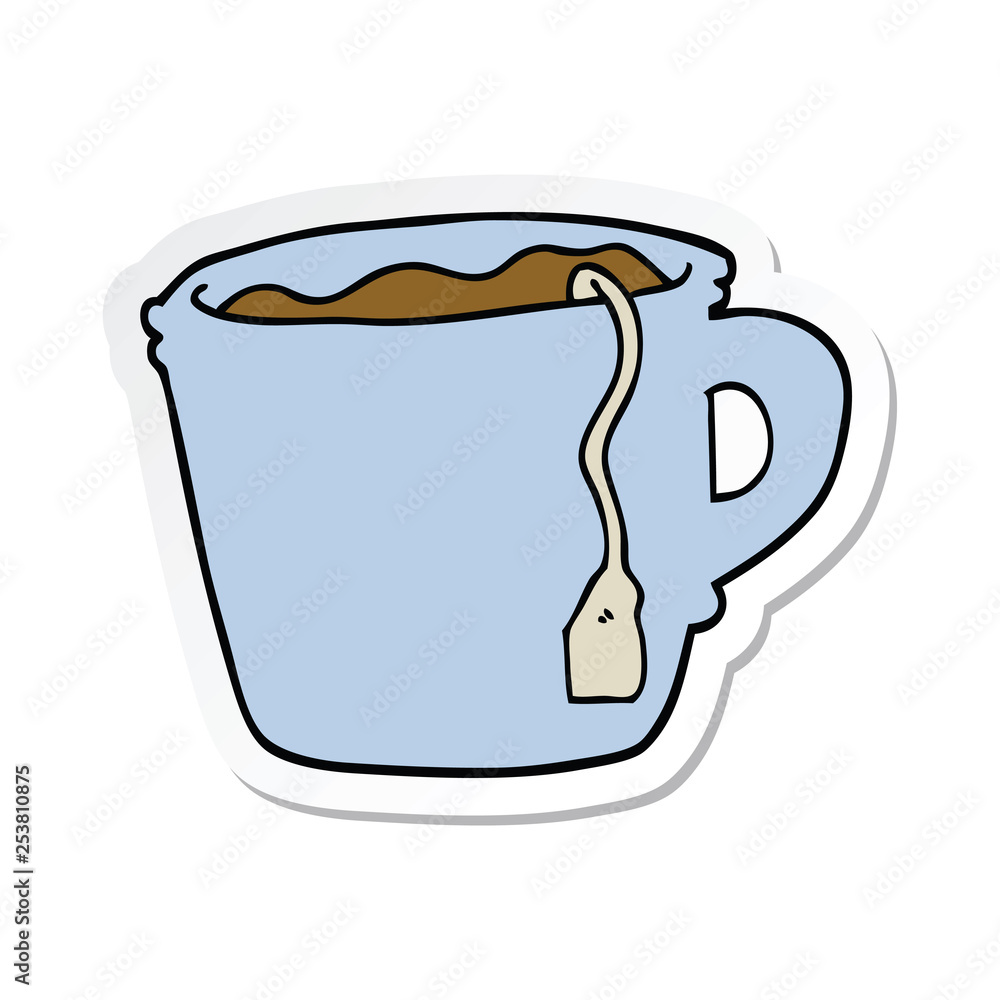 sticker of a cartoon hot cup of tea sticker of a cartoon hot cup of tea