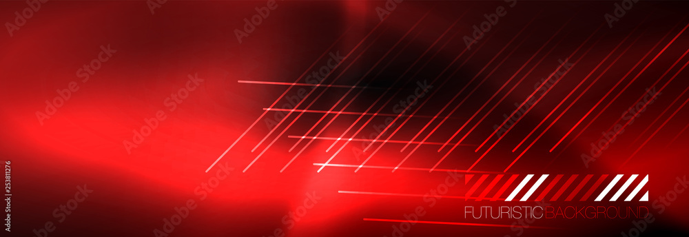 Fototapeta premium Neon glowing techno lines, hi-tech futuristic abstract background template with lines