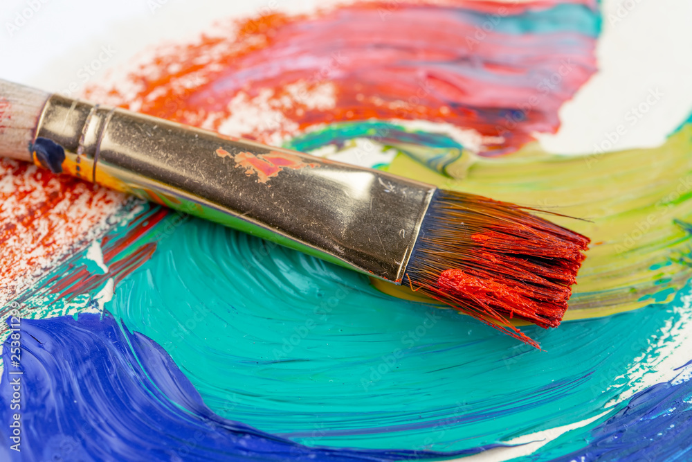 Paint brushes and paints for drawing. Paint brushes and paints for drawing.