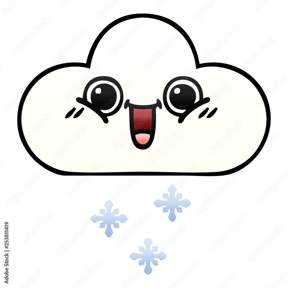 gradient shaded cartoon snow cloud gradient shaded cartoon snow cloud