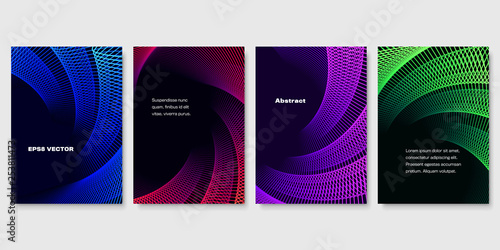 Set of Colorful Templates with Complex Lines. EPS8 Vector.