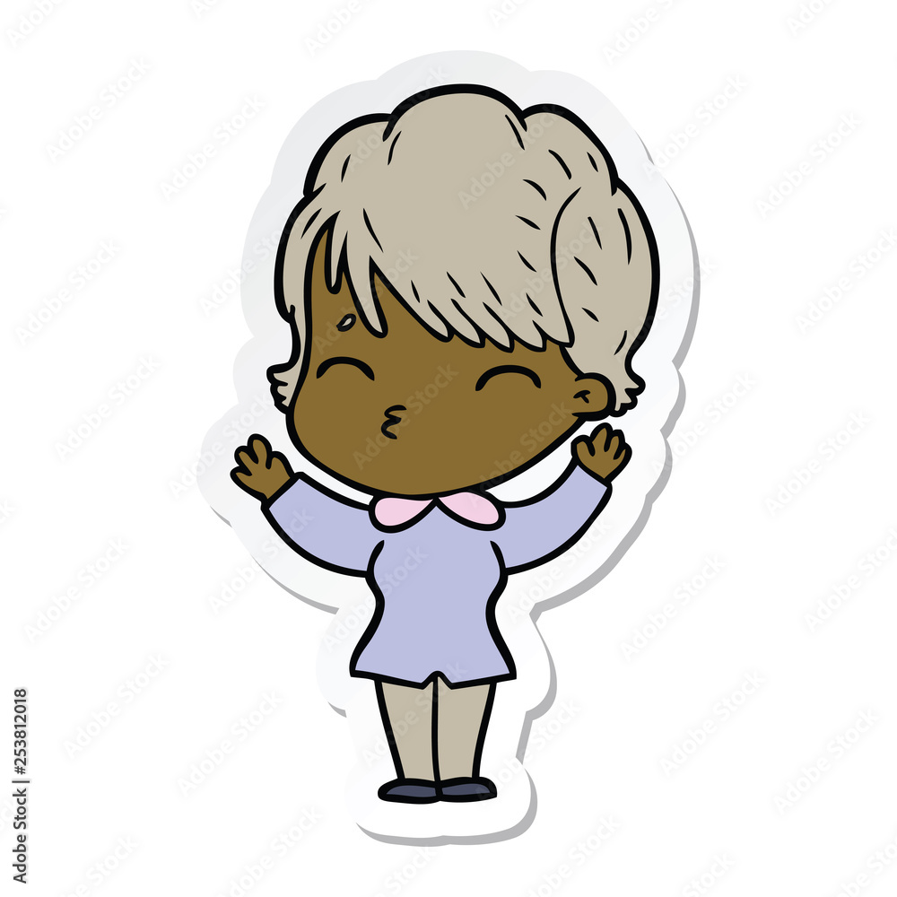 sticker of a cartoon woman thinking sticker of a cartoon woman thinking