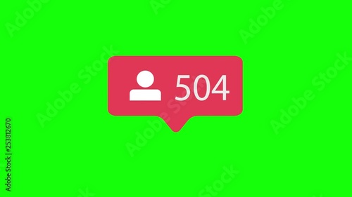 Follower Icon On Green Chroma Key Background. Followers Counting for Social Media 1-2k. 4K video.