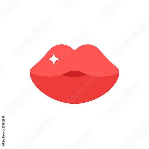 Sexy red lips isolated on transparent background.