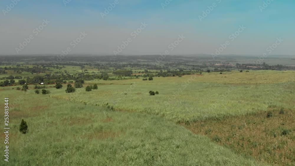Aerial shot of maize fields in the rural landscape of Africa. Aerial shot of maize fields in the rural landscape of Africa.
