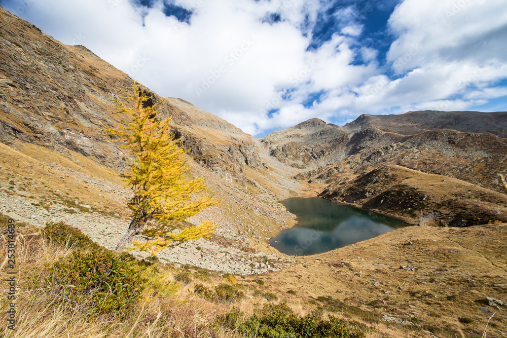 Beautiful lake in the alps as hearth shape, Switzerland, Europe