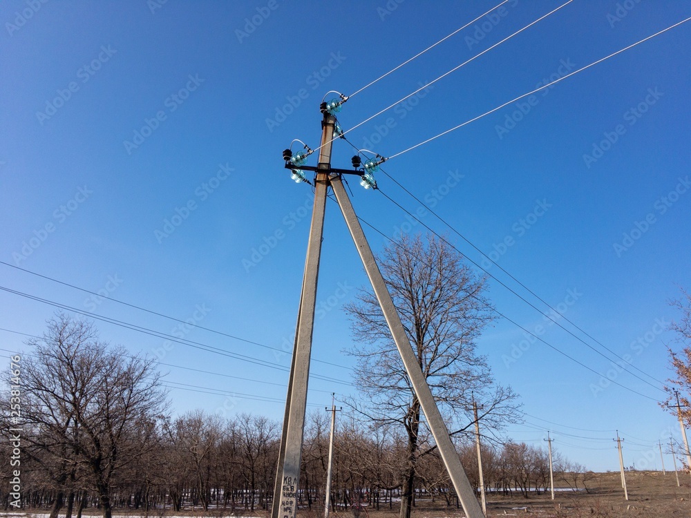 electric pole and blue sky