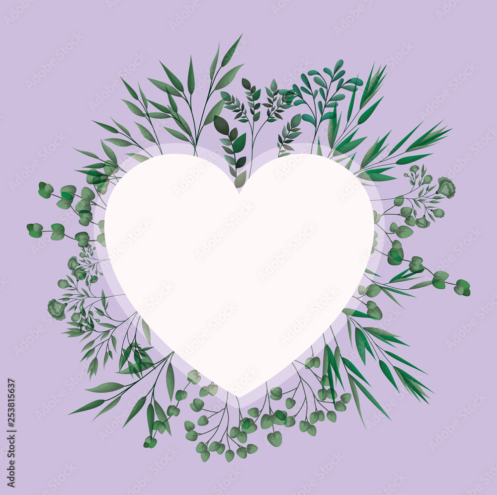 heart frame with laurel leafs