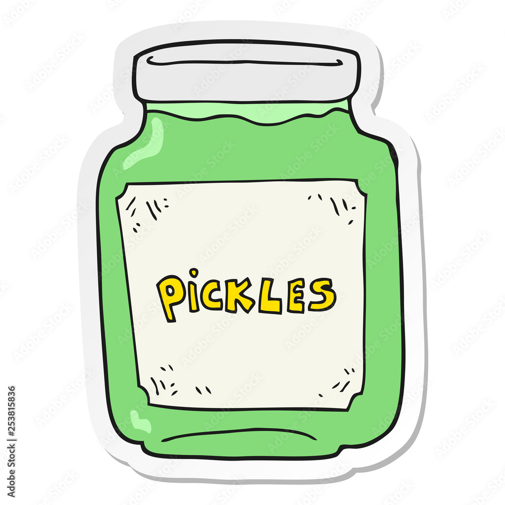 sticker of a cartoon pickle jar sticker of a cartoon pickle jar