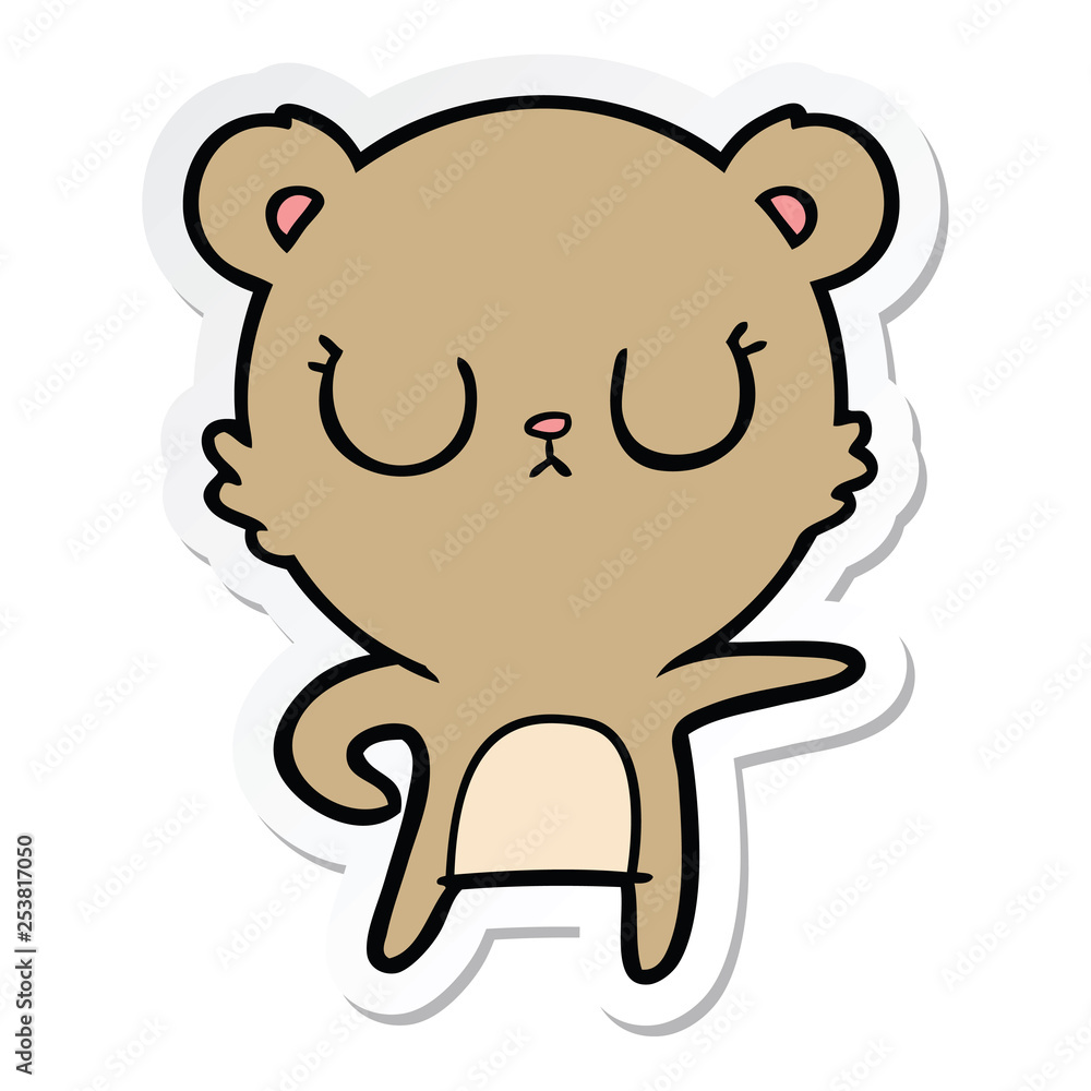 Fototapeta premium sticker of a peaceful cartoon bear