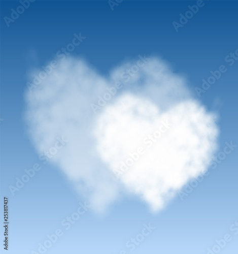 heart shape clouds on blue sky. Vector. eps10