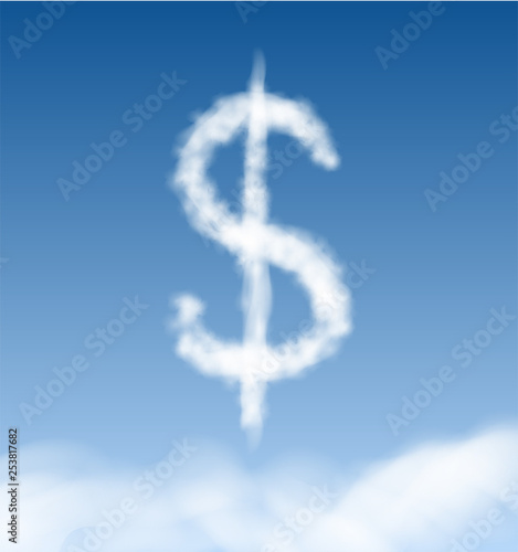 dollar shape clouds on blue sky. Vector. eps10