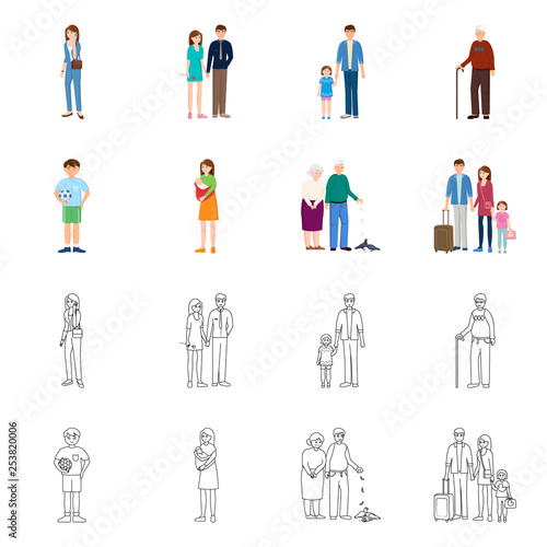 Isolated object of character and avatar  sign. Collection of character and portrait stock vector illustration.