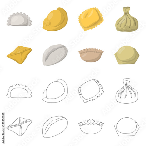 Vector illustration of products  and cooking logo. Set of products  and appetizer stock vector illustration.