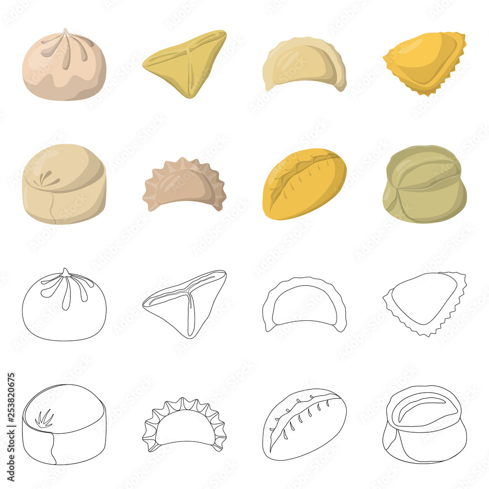 Isolated object of products and cooking symbol. Collection of products and appetizer stock vector illustration. Isolated object of products and cooking symbol. Collection of products and appetizer stock vector illustration.