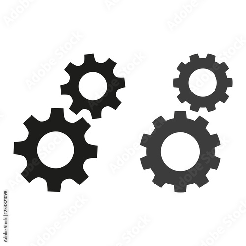 Gears flat icons on white background.