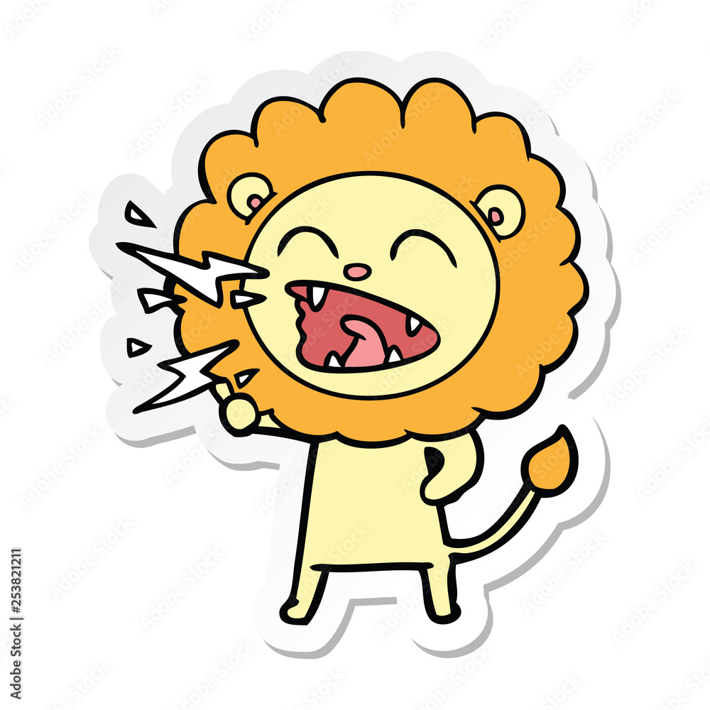 sticker of a cartoon roaring lion sticker of a cartoon roaring lion