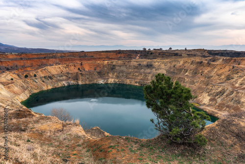 Abandoned cuprum mine in Bulgaria with lake inside
