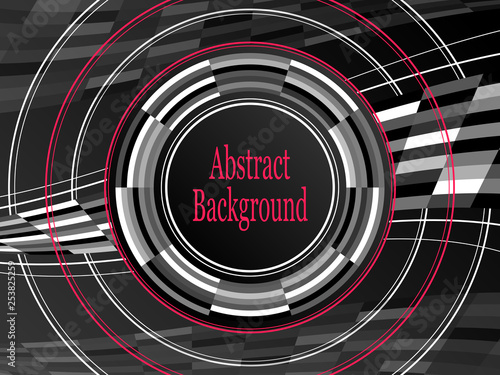 Abstract sport or business or IT technology background with circle particles radio waves  in grey red. Concept mass media broadcasting