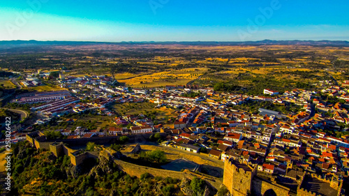 Alburquerque. Historical village of Badajoz. Extremadura, Spain. Drone photo