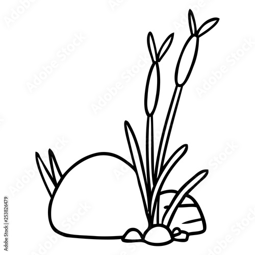 line drawing doodle of stone and pebbles