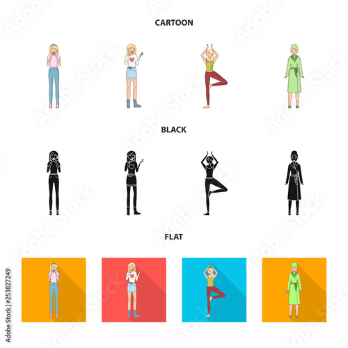 Isolated object of posture and mood symbol. Set of posture and female stock vector illustration.