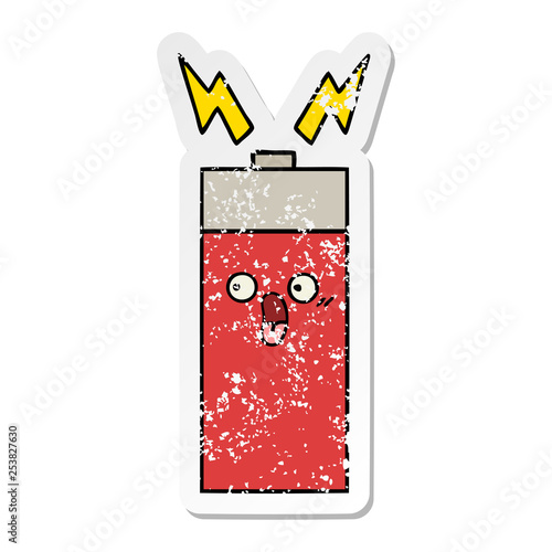 distressed sticker of a cute cartoon battery