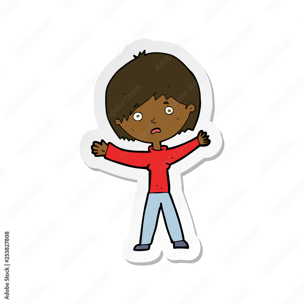 sticker of a cartoon worried woman sticker of a cartoon worried woman