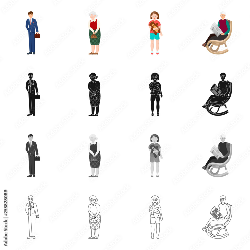Vector design of character and avatar logo. Set of character and portrait stock symbol for web. Vector design of character and avatar logo. Set of character and portrait stock symbol for web.