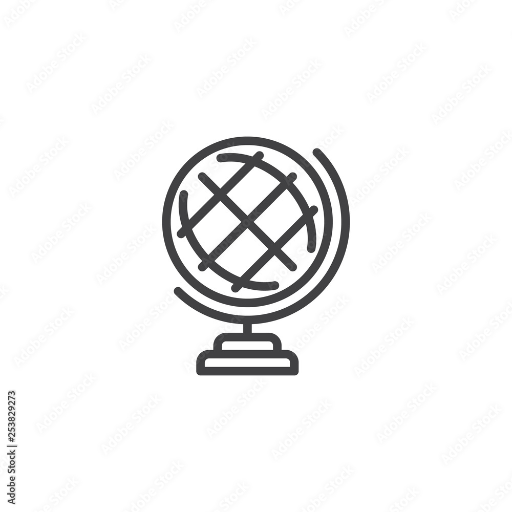 Earth globe line icon. linear style sign for mobile concept and web design. Geography globe outline vector icon. Education symbol, logo illustration. Pixel perfect vector graphics Earth globe line icon. linear style sign for mobile concept and web design. Geography globe outline vector icon. Education symbol, logo illustration. Pixel perfect vector graphics