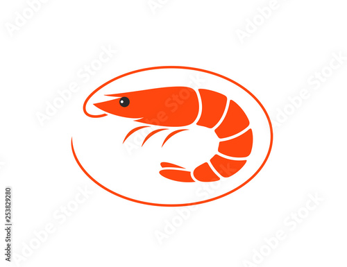 Shrimp logo. Isolated shrimp on white background. Prawns