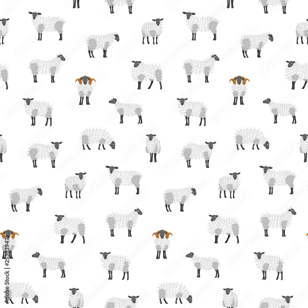 Sheep flock seamless pattern Sheep flock seamless pattern